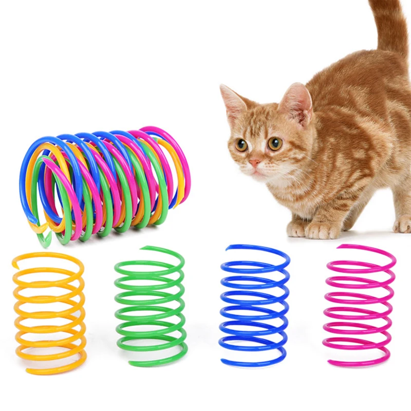 

8PCS Cat Colorful Spring Toy Creative Plastic Flexible Cat Coil Toy Cat Interactive Toy Cat Funny Toy Pet Favor Toy Pet Product