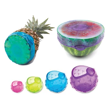 

Silicone Food Lid 4pcs/set Stretch Bowl Pot Pan Fruit Vegetable Preservation Kitchen Accessories Gadgets Kitchen Tool