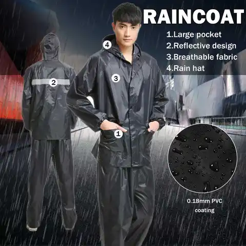 Trabalho ao ar Impermeável com Capuz Capa de Chuva à Prova de Vento Roupas de Trabalho de Proteção Livre Terno Jaqueta Cabolsa Calças &