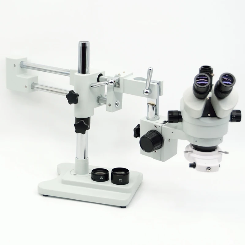 3.5X-90X Microscopio 50/50 분할 동시 초점 이중 붐 스탠드 삼안 현미경 스테레오 줌 현미경 + 60MP HDMI 카메라