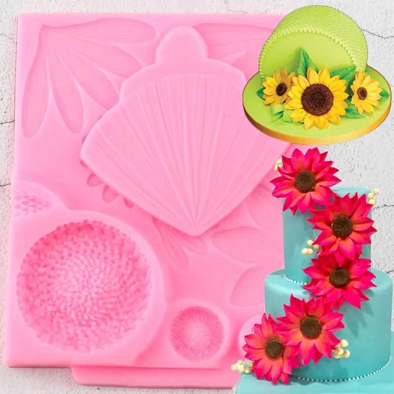 Sunflower Daisy Silicone Molds Stamen Leaves Cake Border Fondant Decorating Tools Cupcake Candy Chocolate Gumpaste Moulds |