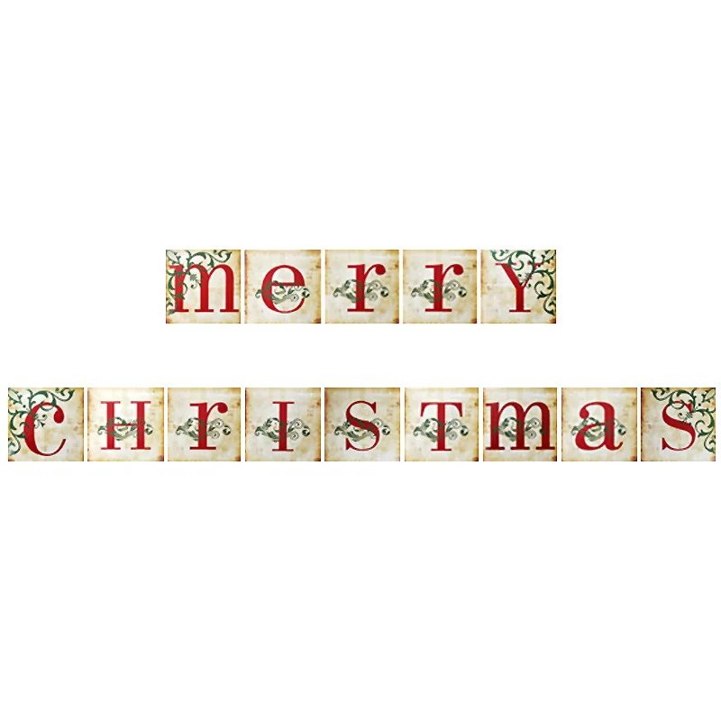 Merry Christmas Banner - Vintage Xmas Decorations Indoor for Home Office Party Fireplace Mantel | Дом и сад