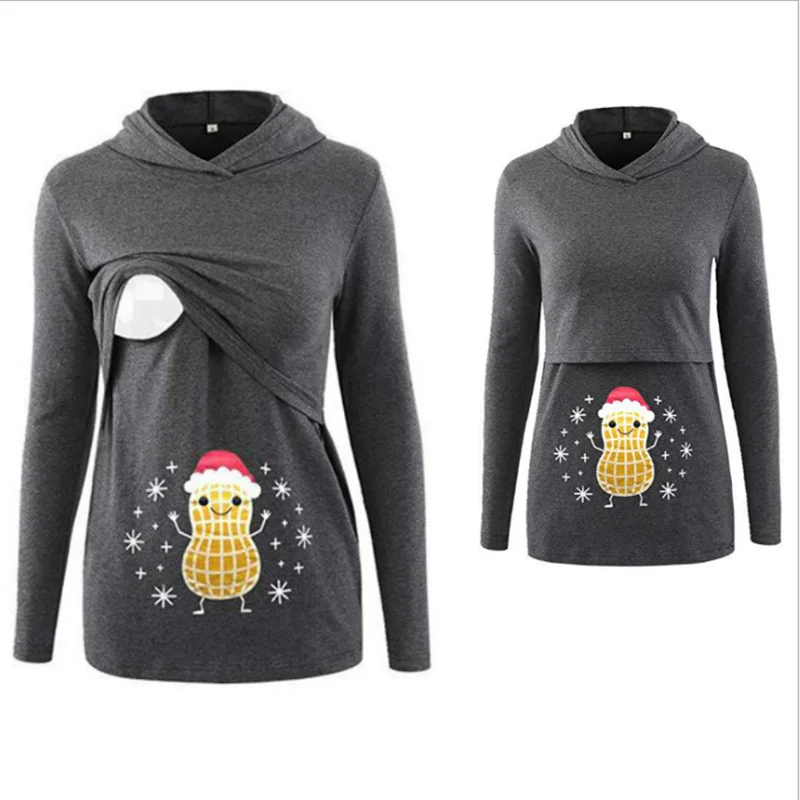 2020 Loose splicing printing with caps can be used for breastfeeding  sweaters and women's clothes.pregnancy clothes for winter