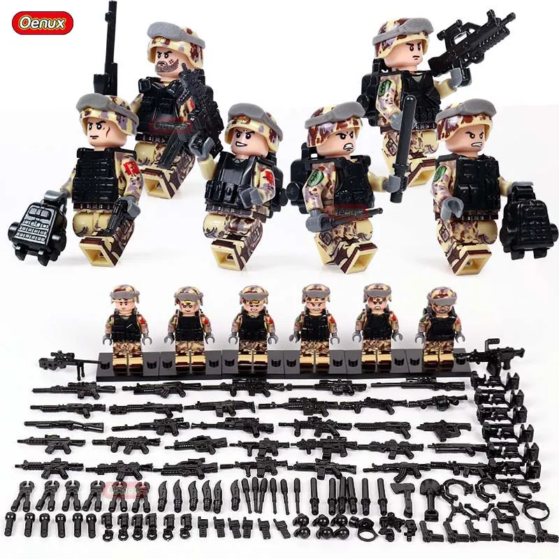Oenux, новинка, современный мини русский альфа-сила, спецназ, армия, камуфляж, солдатики, фигурки, военный строительный блок, легоинги, кирпич, детская игрушка - Цвет: Military Set 10