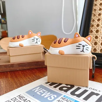 

Case for AirPods Pro Cute Cover Silicone Bluetooth Earphone Protective Case for Apple Air Pods 1 2 3D with Keychain Sleeping cat