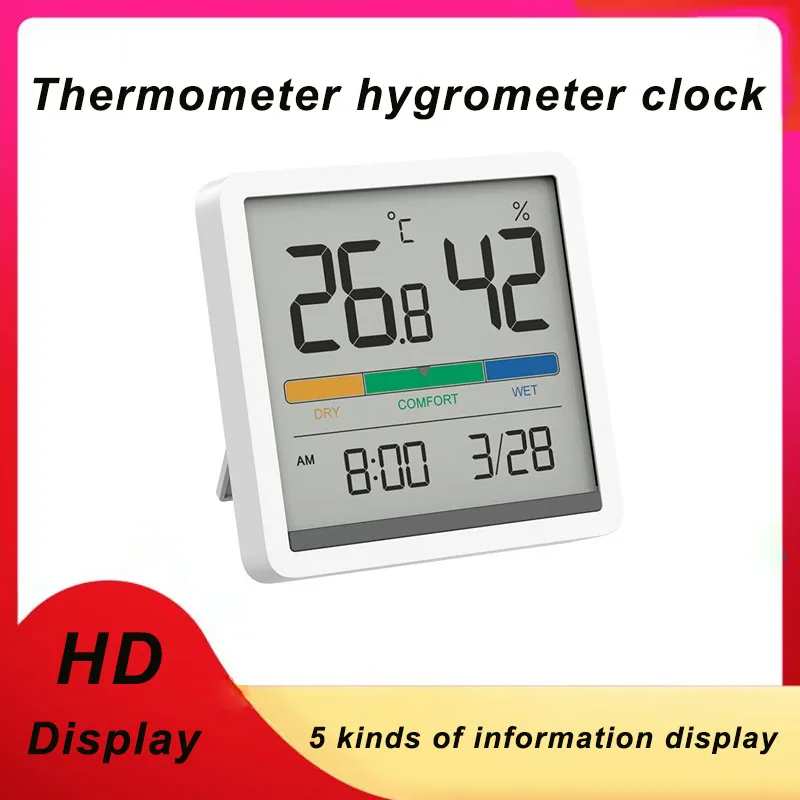 

Miiiw бесшумные часы с отображением температуры и влажности для дома и дома, высокоточные детские часы C/F, монитор температуры, большой ЖК-экран 3,34 дюйма