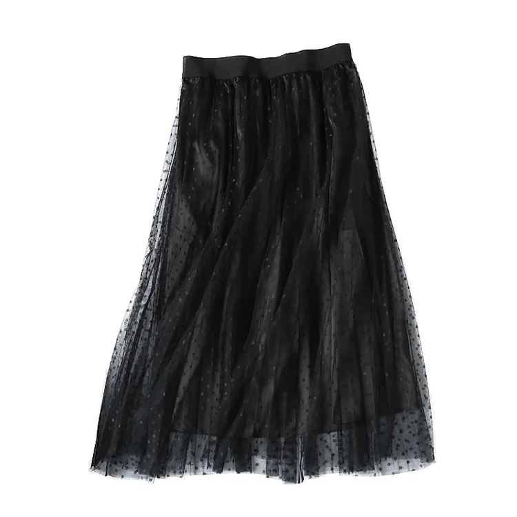 

One's Vintage-Fog Surface Polka Dot Multilayer Little Fairy Pleated High-waisted Gauze Skirt Entity