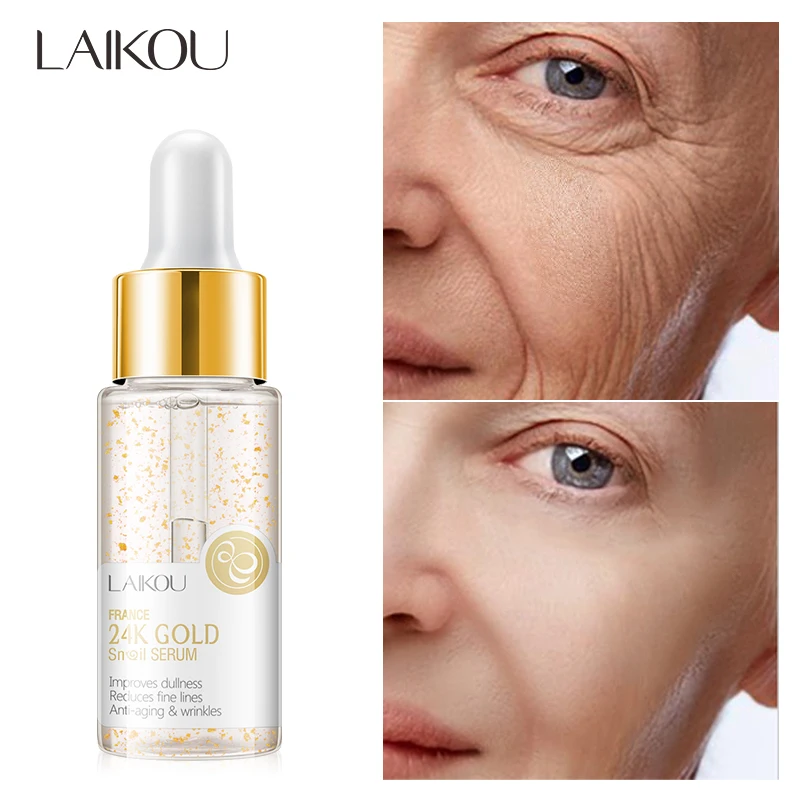 

LAIKOU 24K GOLD Snail Serum Snail Essence Face Cream Moisturizing Acne Treatment Skin Care Repair Whitening AntiAnging Winkles