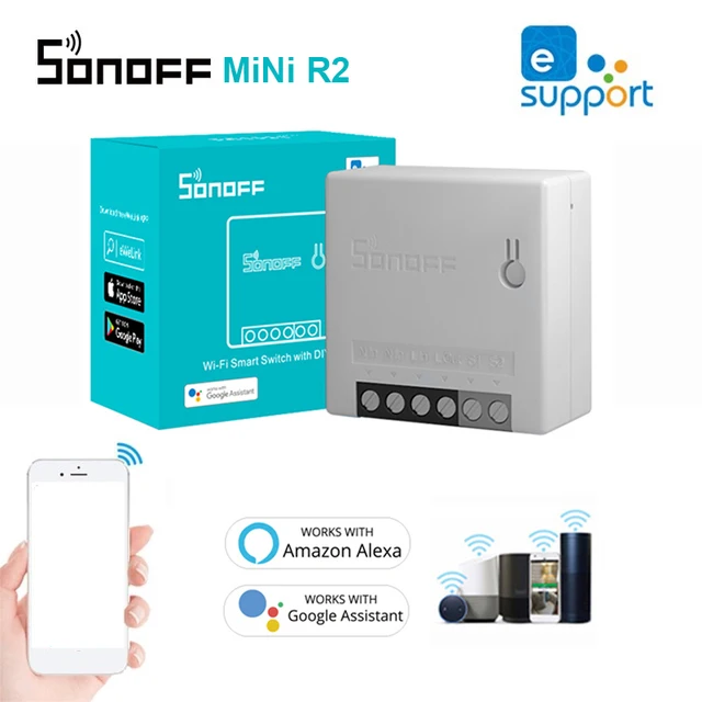 SONOFF-Interruptor inteligente MINI R2, dispositivo externo con Wifi, funciona con Alexa, Google Home y EWeLink