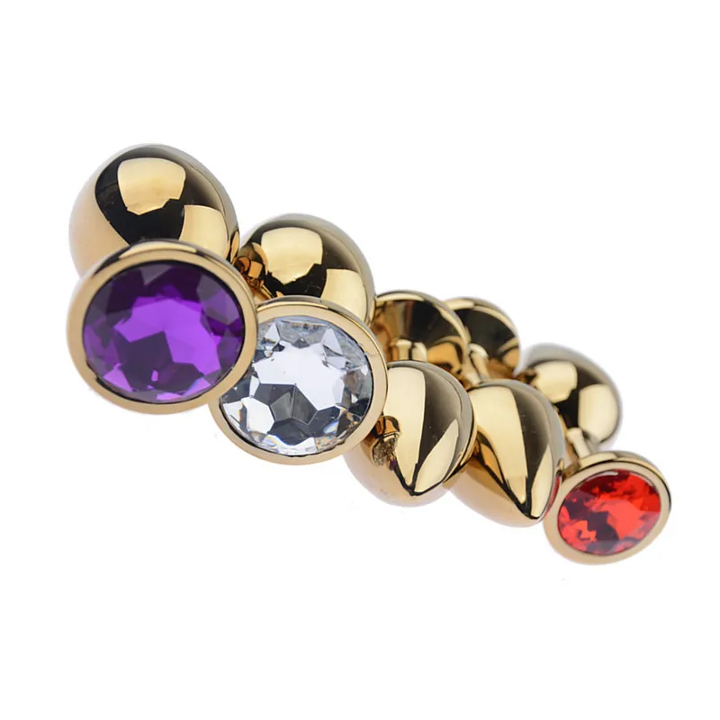 Анальная пробка большого размера анальная золотого цвета из нержавеющей стали с