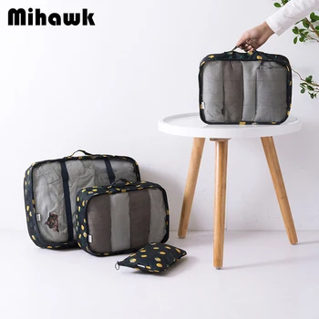

Mihawk Oxford 6Pcs/Set Flamingo Pattern Travel Bags Women's Waterproof Traveling Packing Cube Luggage Suitcase Accessories Stuff