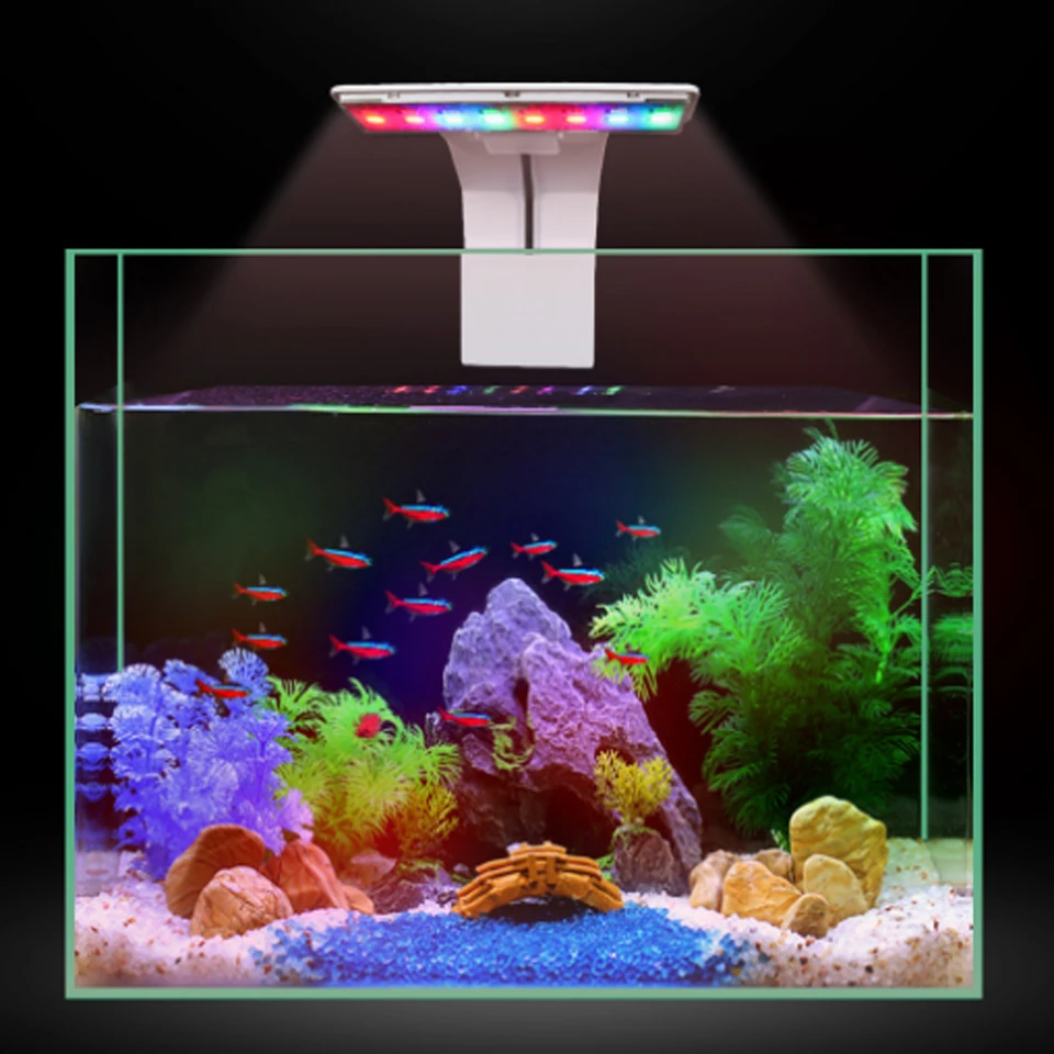 New 5W Aquarium Led Lighting Blue White Waterproof Clip on LED Plants Grow for Freshwater Fisk Tanks|Светильники| |