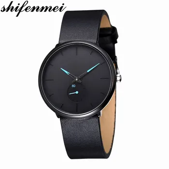 

shifenmei Men Watches 2020 Luxury Brand Minimalist Quartz Fashion Ultra Thin Simple Men's Business Leather Belt Watch Relogio