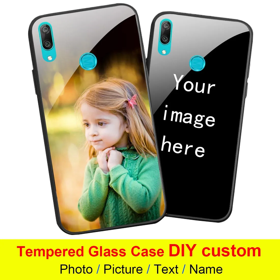 DIY Custom Design Phone Case For Huawei Y9 2018 Y7 PRO 2017 Y5 Prime Lite 2019 Y6 Tempered glass cover |