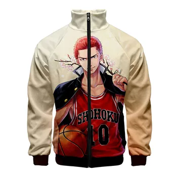 

Hot Anime 3d Stand Collar Hoodie SLAM DUNK Shohoku Costume Men Women Harajuku Zipper Hoodies Jackets 3D Sweatshirts Coats
