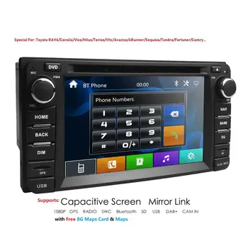 

Car Stereo GPS Navi Radio Dash Parts DVD Player Bluetooth Head unit For Toyota Universal RAV4 Prado Corolla Vios Hilux Terios PC