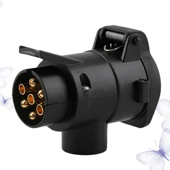 

7 Pin to 13 Pin Euro Vehicle Trailer Adapter Connector Plug Towing Plug Socket Trailer Accessories (Black)