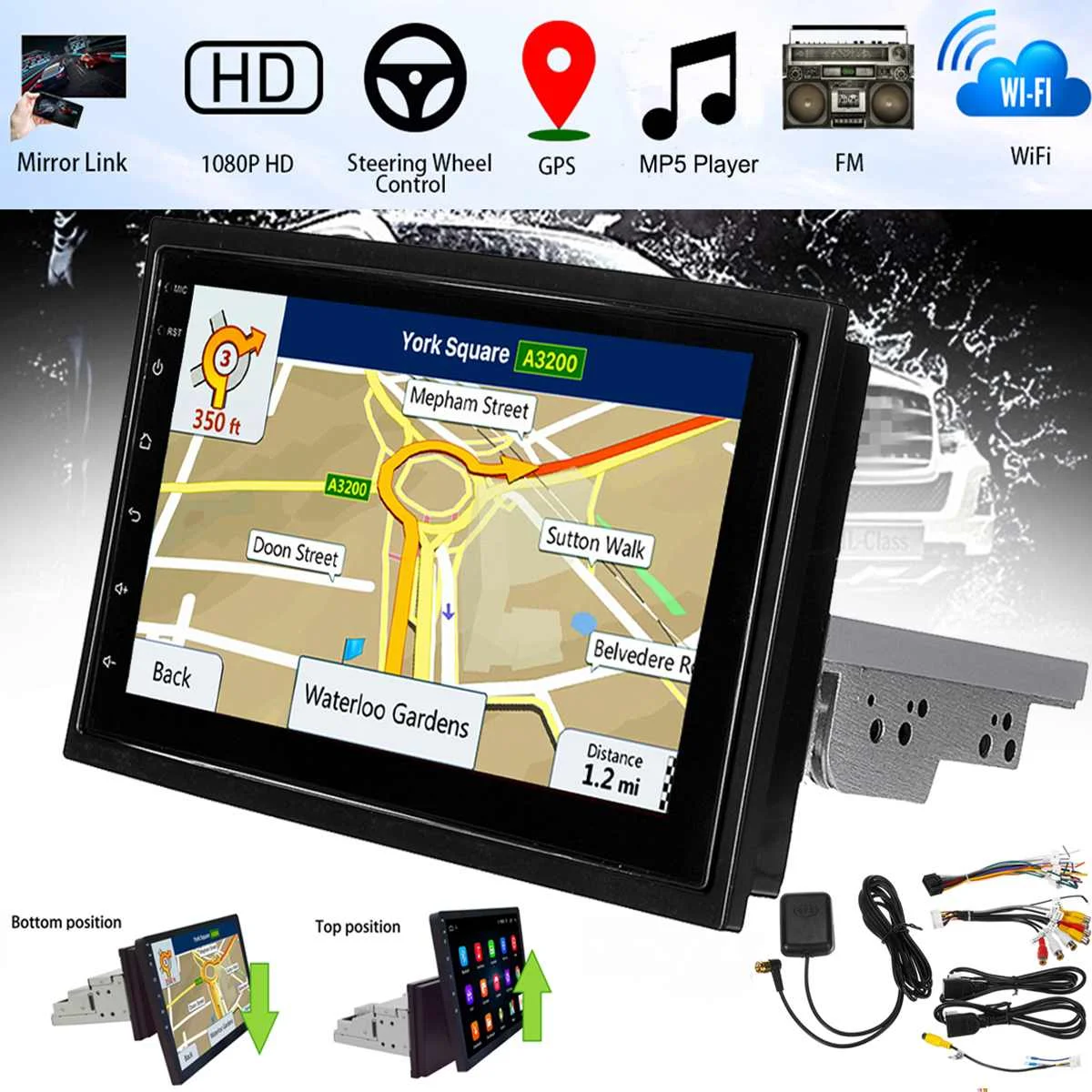 7 дюймов Автомагнитола 1 Din автомагнитола bluetooth Wifi Автомобильный плеер навигация все-в-одном машина Android 8,1 32G память автомобильное радио зеркало