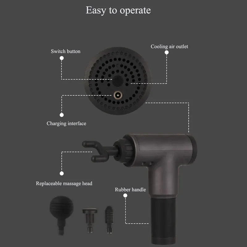 Массажный пистолет мышечный массажер управление боли в мышцах после для тренировок и упражнений Расслабление тела Корректирующее облегчение боли
