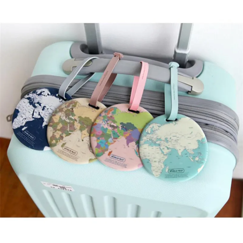 VOGVIGO Map Luggage Tag Women Travel Accessories Silica Gel Suitcase ID Address Holder Baggage Boarding Tag Portable Label Bag