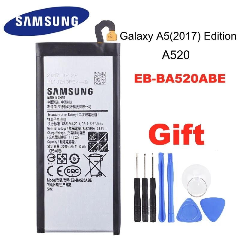 SAMSUNG оригинальная EB BA520ABE 3000 мА/ч батарея для Samsung Galaxy A5 2017 Edition A520 SM A520F A520K A520L A520S A520W