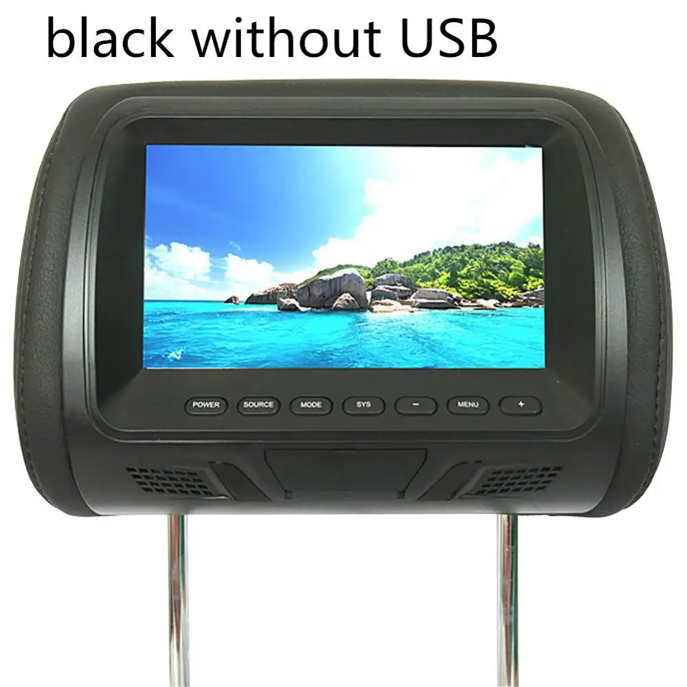 Автомобильный Монитор Универсальный 7 дюймов TFT светодиодный экран Автомобильный MP5 плеер подголовник монитор Поддержка AV/USB/SD вход/FM/динамик/Автомобильная камера экран - Цвет: Black without USB