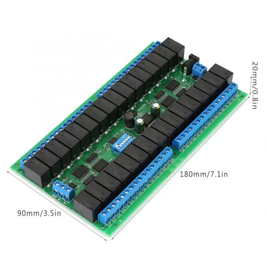 R421C32 DC 12 В 32 канала релейный модуль RTU RS485 автобус Релейный Модуль UART последовательный порт плата для PLC светодиодный домашней автоматизации дверной замок