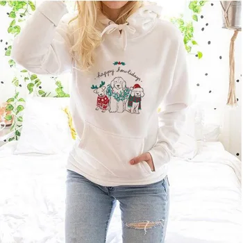 

Happy Howlidays Harajuku Crew Neck Womens Hoodies Pullover Female Casual Coat Full Sleeve Streetwear Ladies Clothes Dropshipping