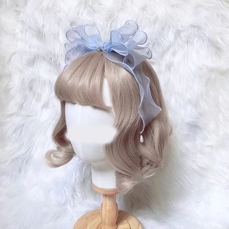 Милая Лолита кавайная повязка на голову с бантом фея косплей головные уборы синяя застежка для волос KC лента для волос Груша аксессуары для волос