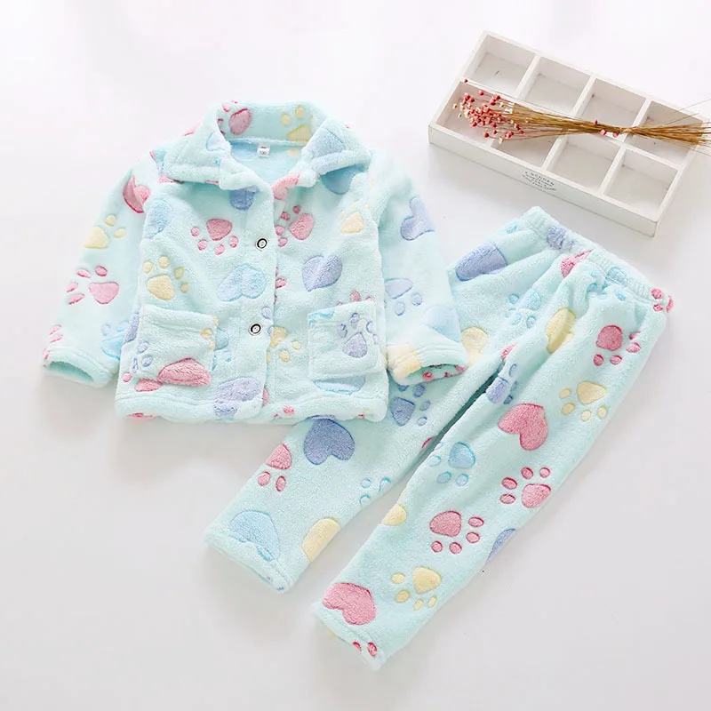 

CHILDREN'S Pajama Set Autumn And Winter New Style Flannel Children Homewear Set BOY'S Girls' Pajama Two-Piece Set