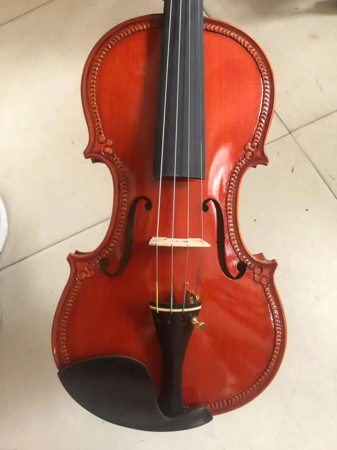 ACTUAL PHOTO AVAILABLE Nice Carved 4/4 Violin Cкрипка 4/4 كمان 바이올린 Hand Made Musical Instrument Keman Free violin case