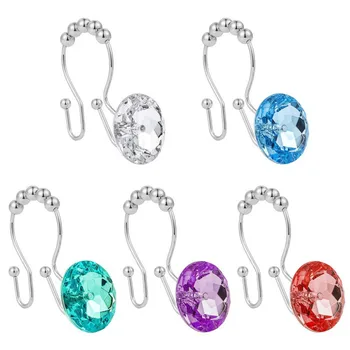 

High-quality Shower Curtain Ring Rustproof Shower Curtain Double Hooks Glide Metal Rings for Bathroom Shower Rods Curtains