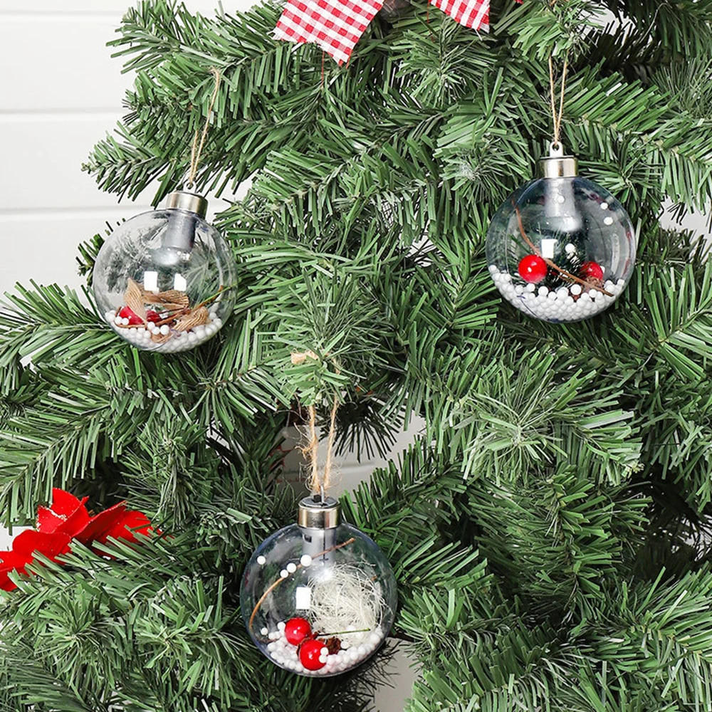 

Christmas Decorations Ball Romantic Design Transparent Can Open Plastic Christmas Clear Bauble Ornament Gift Present