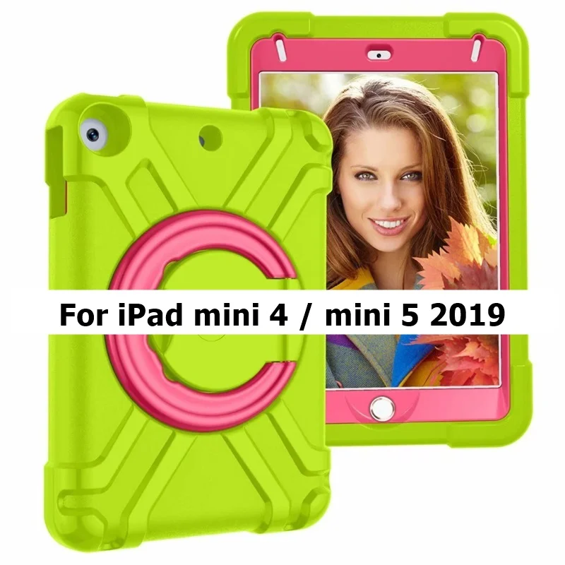 Чехол для Apple iPad mini 5 7,", защитный резиновый Силиконовый противоударный чехол-стойка для брони для iPad mini 1 2 3 4 - Цвет: mini45-Green hotpink
