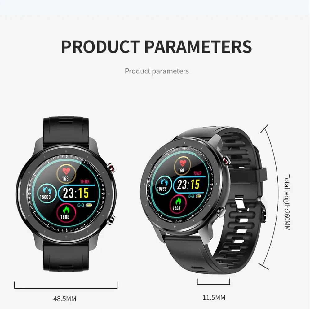 Умные часы Full Touch с Bluetooth круглые умные тонометром водонепроницаемые спортивные