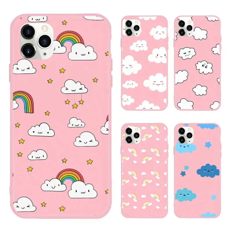 

Cartoon clouds love cute blue Phone Case Candy Color for iPhone 11 12 mini pro XS MAX 8 7 6 6S Plus X 5S SE 2020 XR