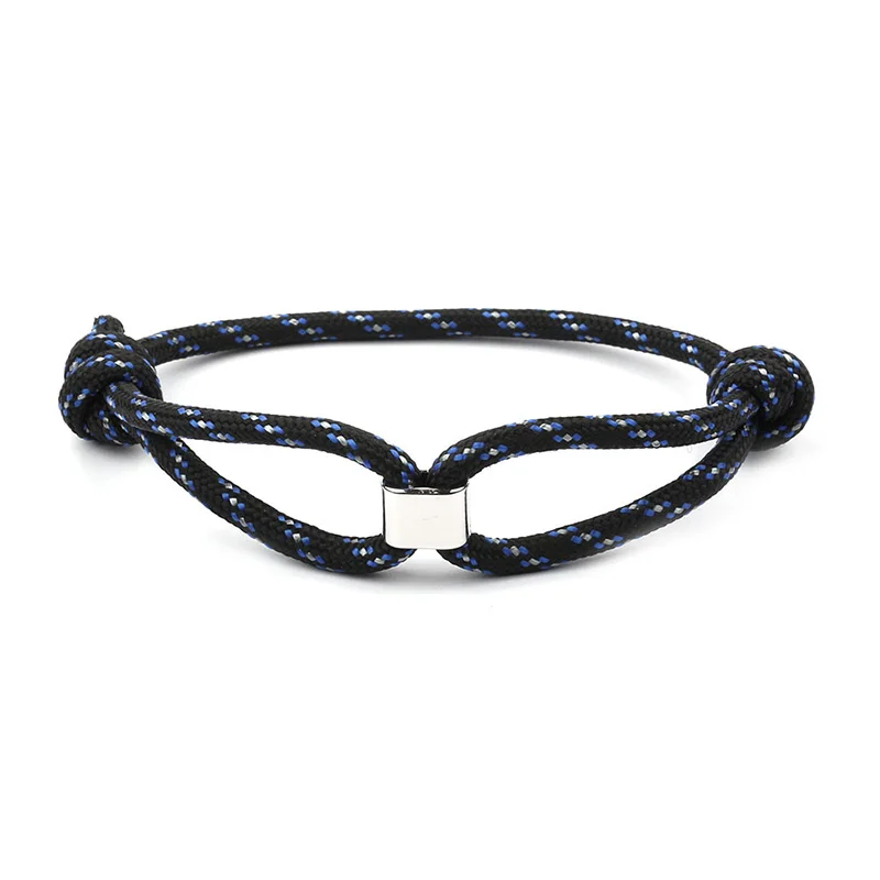 Silver Navy-blue Летний простой спортивный браслет регулируемый ручной работы нейлоновая веревка цепь для мужчин и женщин ювелирные украшения для влюбленных подарки на удачу красочные браслеты - Окраска металла: Silver Navy-blue