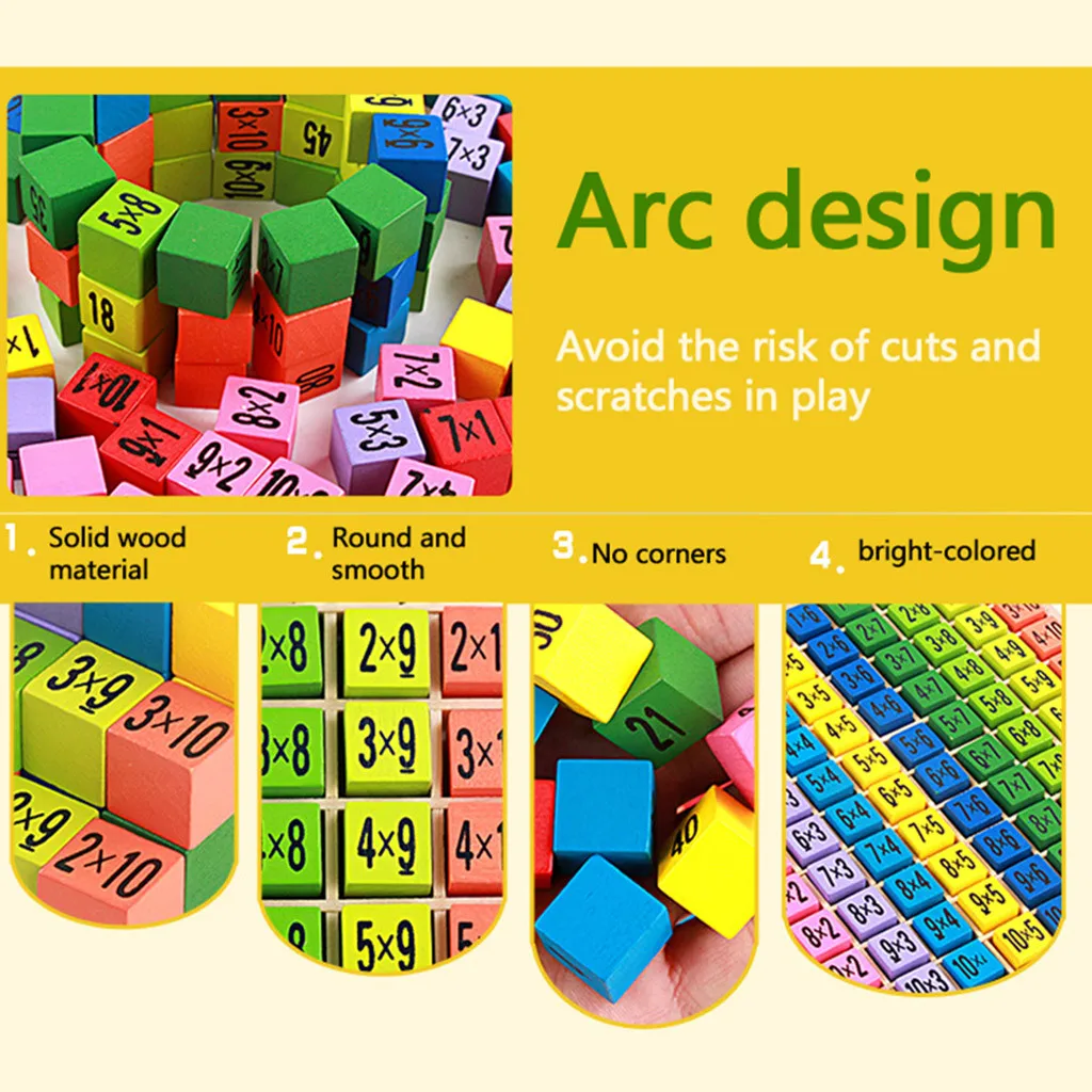 Детские деревянные игрушки 99 Таблица размножения математическая игрушка 10*10 фигурные блоки Детские Обучающие деревянные игрушки подарки для детей