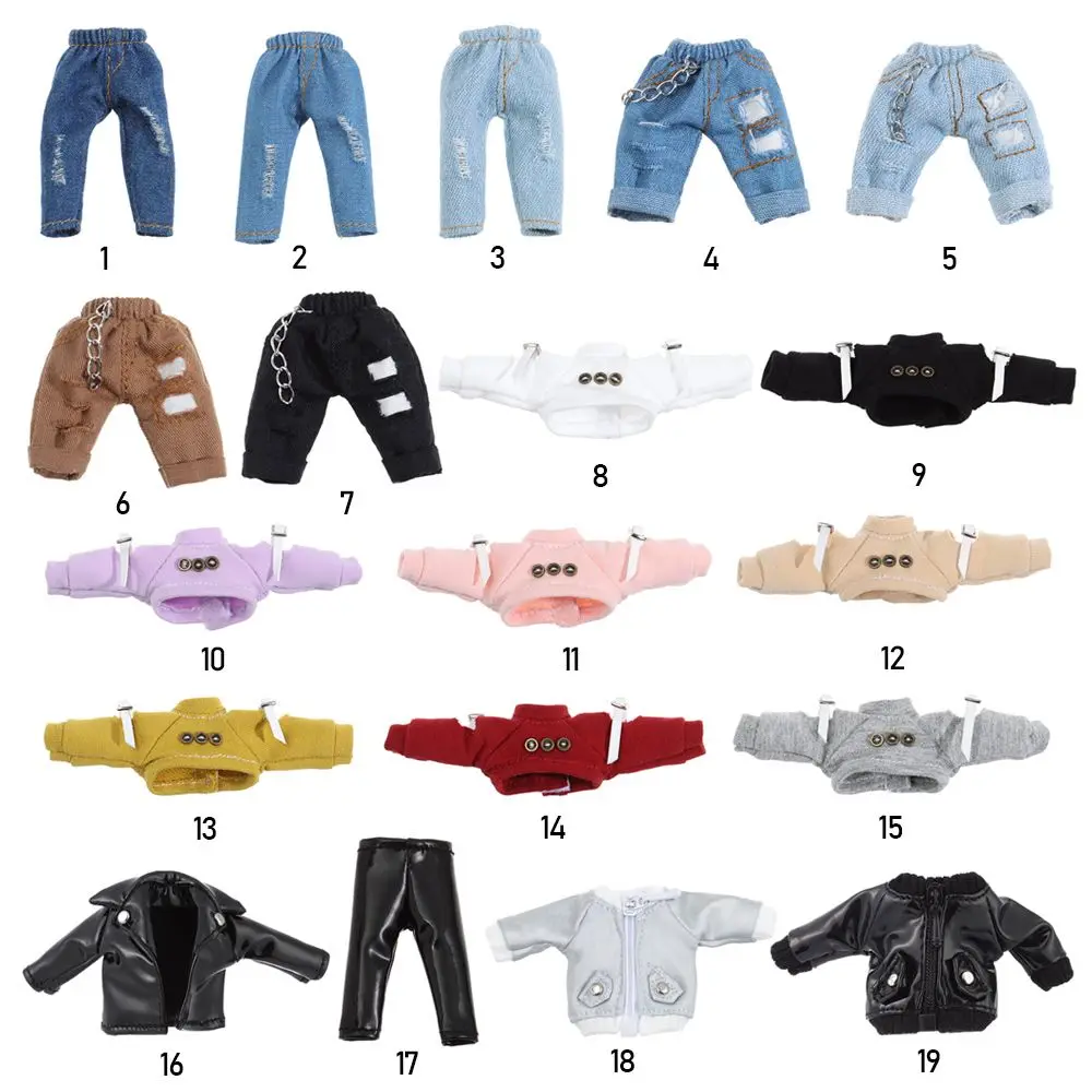 Bjd Puppe Kleidung 1/12 Mode Kette Hosen Niet Hoodies PU Hosen Tops Jacke Obitsu11 Ob11 Puppe Kleidung Zubehör Spielzeug – Detail 13