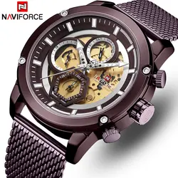 Топ NAVIFORCE мужские часы брендовые Роскошные модные кварцевые мужские водонепроницаемые часы спортивные стальные военные наручные часы Relogio