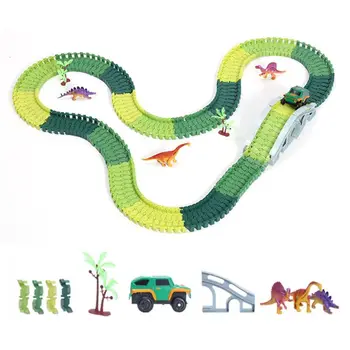 

Dinosaur World Road Race Car Track Playset Toy Car Track Race Dinosaur Kids Toy