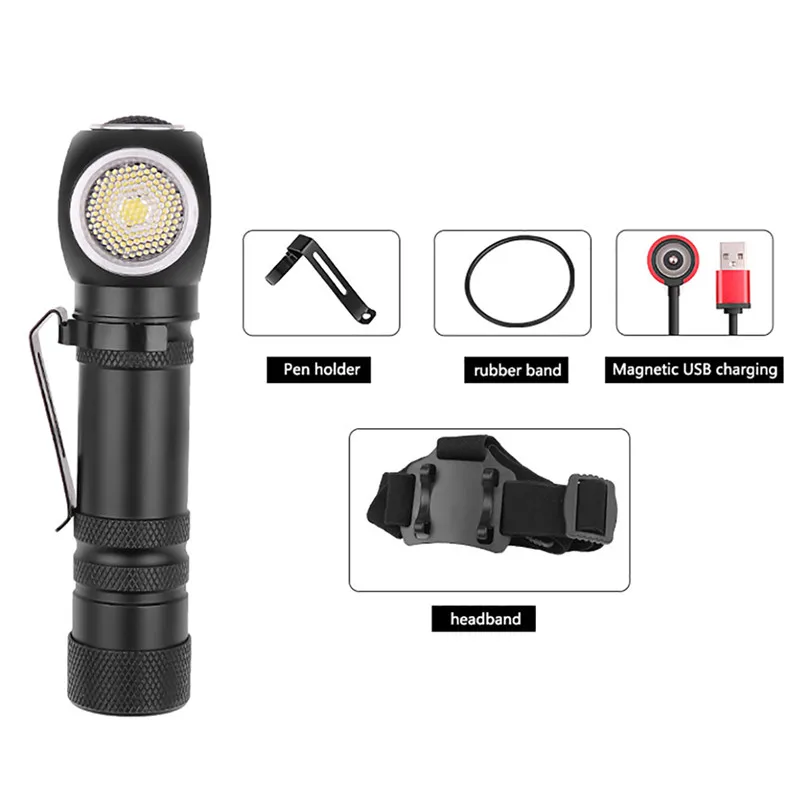 Rechargeable XHP50 Work Light Torch Flashlight With Magnet Can Be Used As Headlamp IP65 Led Flashlight 11x3x3CM Lanterna 40NOV2616