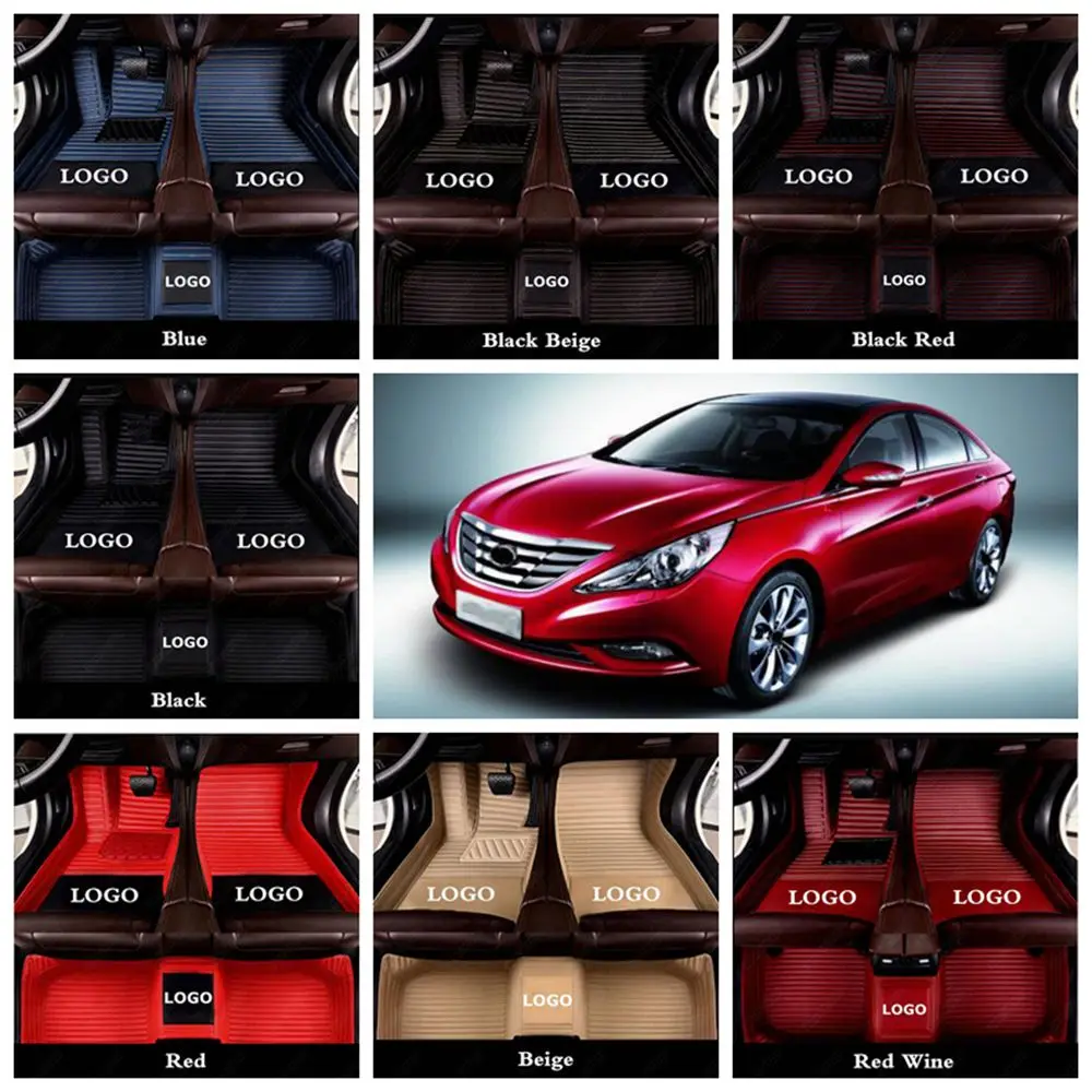 Кожаный автомобильный коврик на заказ для Hyundai Sonata Equus Elantra Genesis Kona Azera коврики