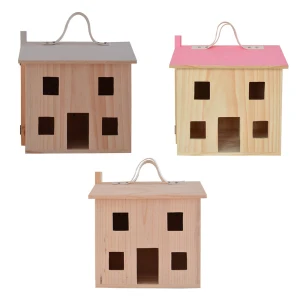 Wooden Pretend Play Doll House Toy Playset Portable Dollhouse Toddler Girls Kids' Toy with Family P