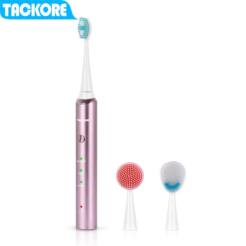 

Tackore Electric Toothbrush Ultrasonic Sonic tooth brush USB rechargeable IPX7 Waterproof included extra brush