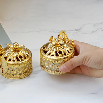 

Creative light luxury middle east arabic gold cermet incense burner with cover home table top decoration incense stick holder