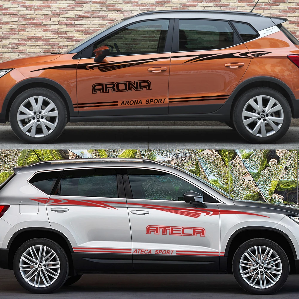 2 шт. виниловая пленка для сиденья Ateca Arona, автомобильные наклейки, авто Стайлинг, тюнинг, спортивные декоративные наклейки, водостойкие тюнинговые автомобильные аксессуары