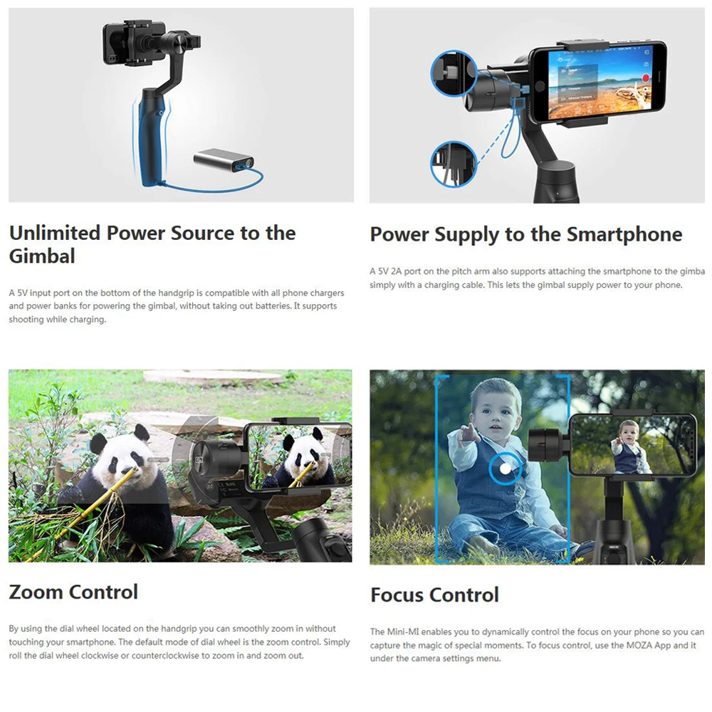  MOZA MINI MI 3-Axis Gimbal Stabilizer for Smartphone iPhone X 8 7 6 Plus Samsung S9/S9+ S8 Wireless