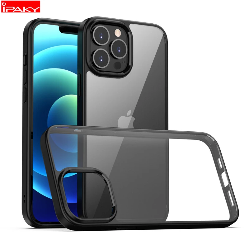 leather iphone 12 case IPAKY for iPhone 13 Case 11 12 Pro Mini Simple Transparent Shockproof TPU PC Hybrid Cover for iPhone 11 12 13 Pro Max Case iphone 12 leather case