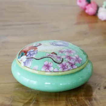 

Exquisite Handpainted Collectible Porcelain Box Jewerly Box DIY Blusher Case Necklace Ring Box Sundries Storage Case